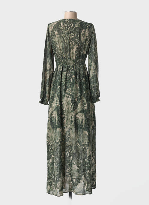 Robe longue imprimé fantaisie manches longues vert IKOONE&BIANKA femme