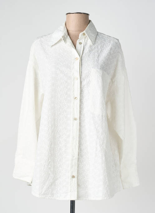 Chemisier coupe droite manches longues blanc FENOMEN femme