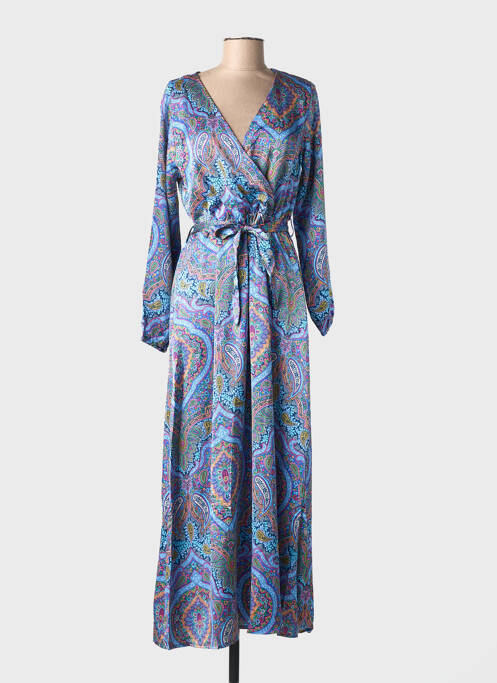 Robe longue manches longues manches longues bleu ELENA Z femme