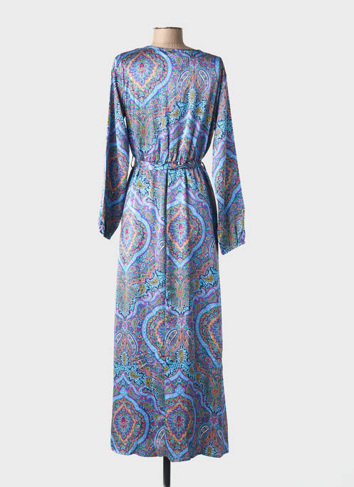 Robe longue manches longues manches longues bleu ELENA Z femme