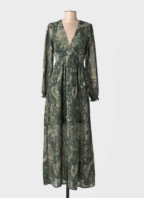 Robe longue manches longues manches longues vert IKOONE&BIANKA femme