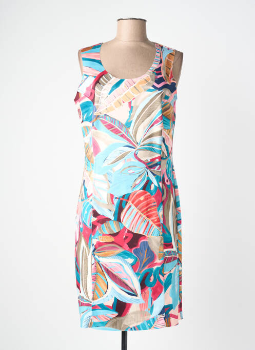 Robe mi-longue imprimé fantaisie sans manche bleu FRANCE RIVOIRE femme