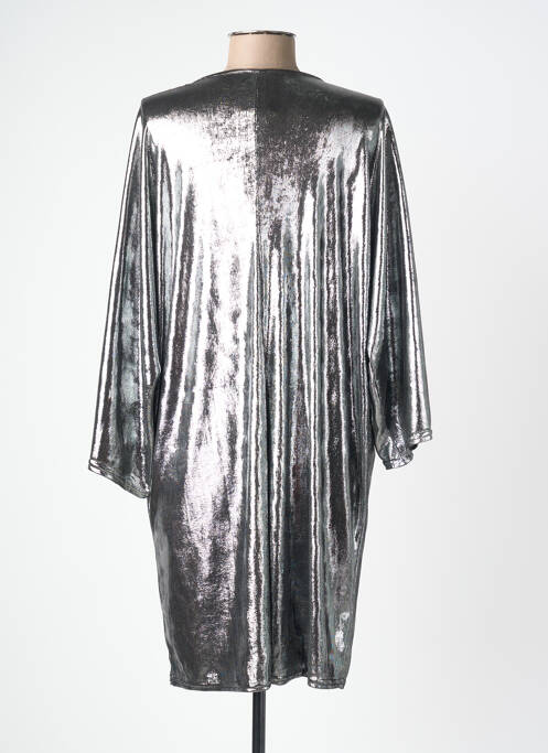 Robe mi-longue manches longues manches longues argent NEW FEELING femme