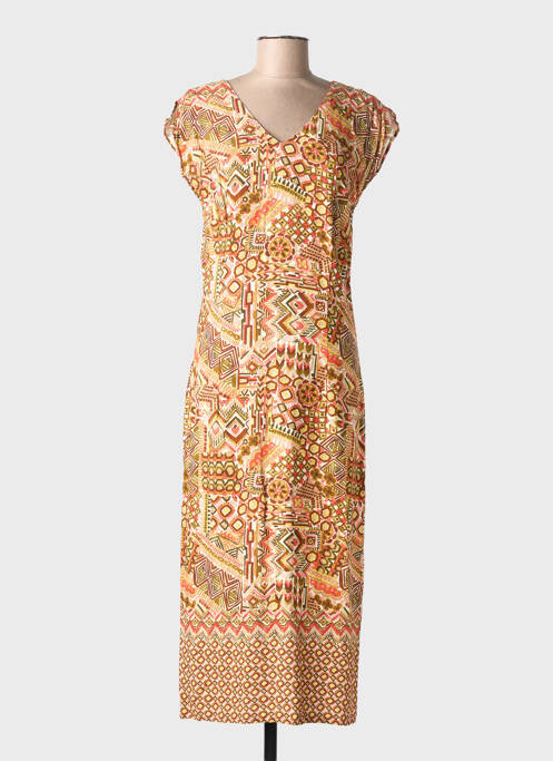 Robe mi-longue imprimé fantaisie manches courtes orange MERI & ESCA femme
