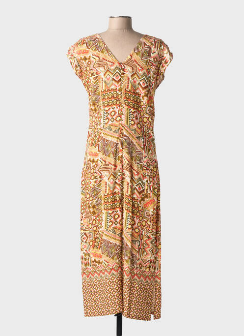Robe mi-longue imprimé fantaisie manches courtes orange MERI & ESCA femme