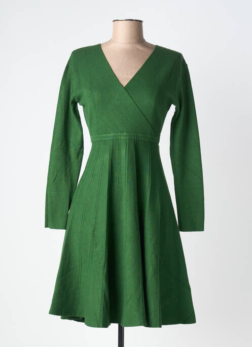 Robe mi-longue manches longues manches longues vert BL femme