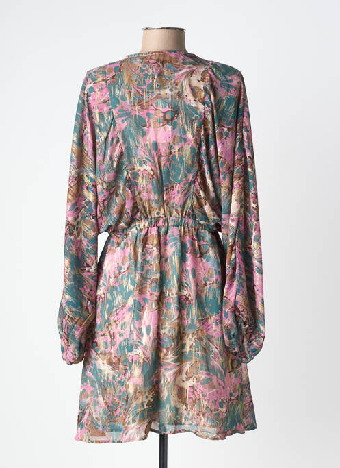 Robe mi-longue imprimé fantaisie manches longues vert FLAMANT ROSE femme