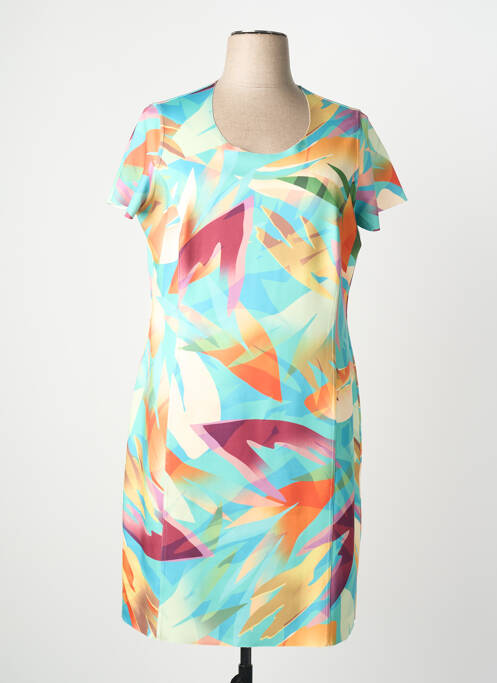 Robe mi-longue imprimé fantaisie manches courtes vert FRANCE RIVOIRE femme