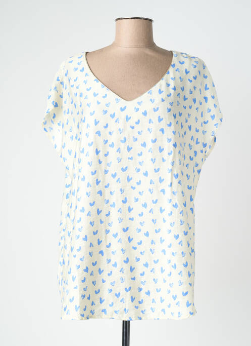 Top imprimé fantaisie manches courtes blanc CHRISTY femme