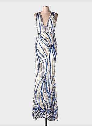 Robe longue imprimé fantaisie sans manche bleu 1992 femme