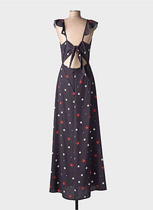 Robe longue imprimé fantaisie manches courtes noir LONDON LOOK femme