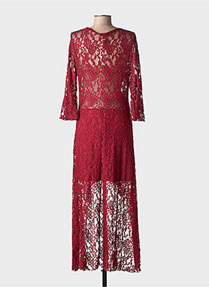 Robe longue coupe cintrée manches 3/4 rouge LONDON LOOK femme