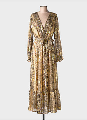 Robe longue tissage popeline manches longues marron JUS DE POM femme