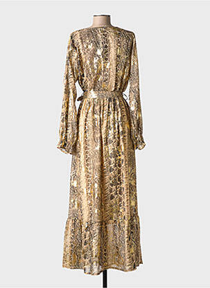 Robe longue tissage popeline manches longues marron JUS DE POM femme