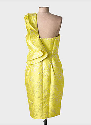 Robe mi-longue imprimé fantaisie sans manche jaune F & P femme