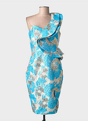 Robe mi-longue imprimé fantaisie sans manche bleu F & P femme
