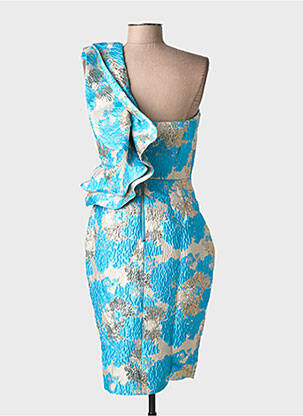 Robe mi-longue imprimé fantaisie sans manche bleu F & P femme