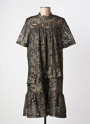 Robe mi-longue imprimé fantaisie sans manche jaune F & P femme