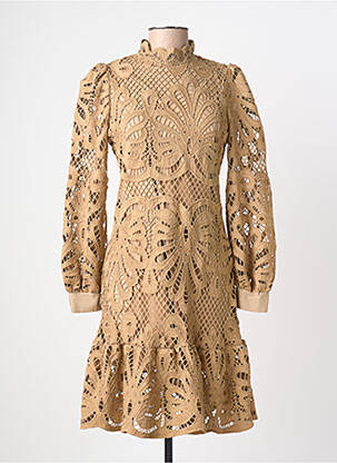 Robe mi-longue manches longues manches longues marron BHATTI femme