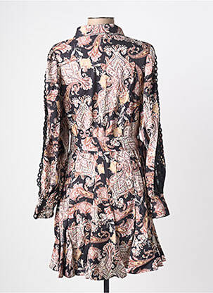Robe mi-longue imprimé fantaisie manches longues noir F & P femme