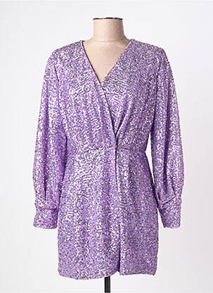 Robe courte manches longues manches longues violet MARYLEY femme