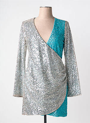 Robe courte manches longues manches longues argent MARYLEY femme