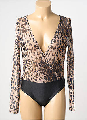 Body coupe cintrée manches longues marron MAY BY SHINING STAR femme