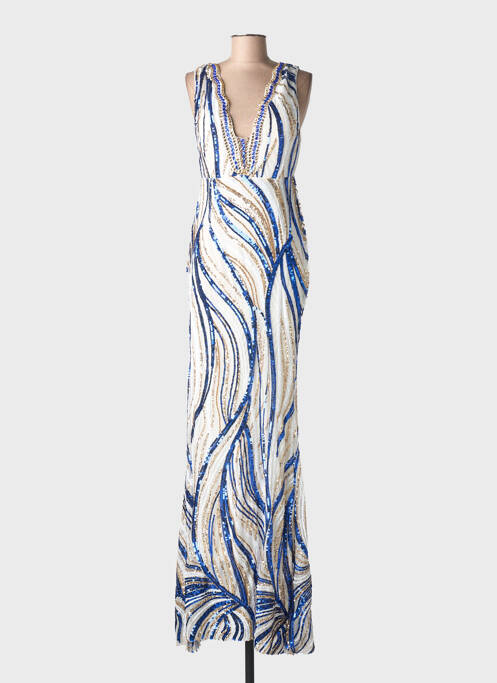 Robe longue imprimé fantaisie sans manche bleu 1992 femme