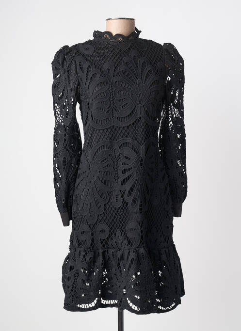 Robe mi-longue manches longues manches longues noir BHATTI femme