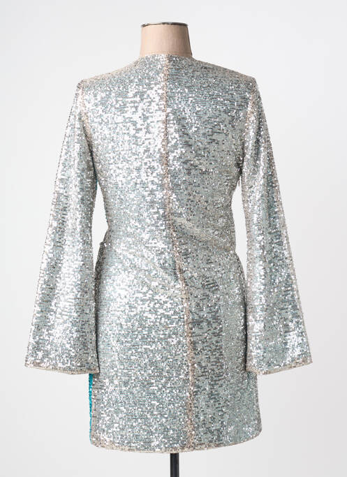 Robe courte manches longues manches longues argent MARYLEY femme