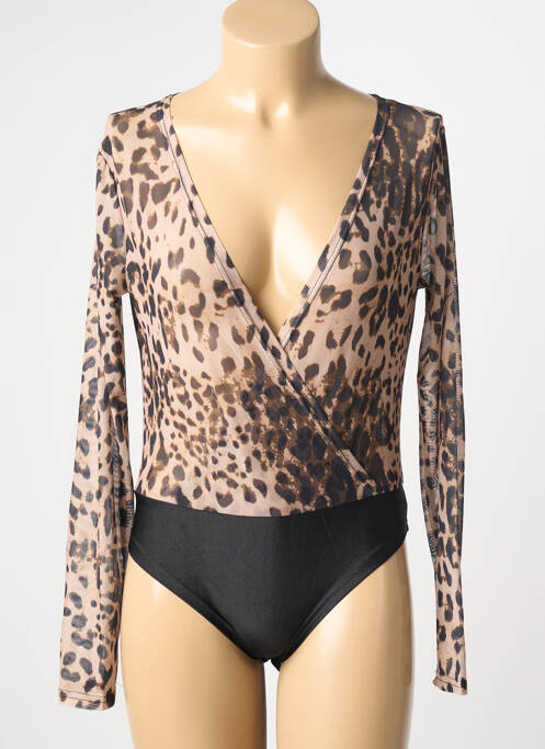 Body coupe cintrée manches longues marron MAY BY SHINING STAR femme