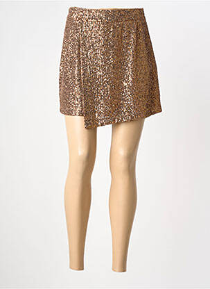Jupe courte fermeture zip latéral marron MARYLEY femme