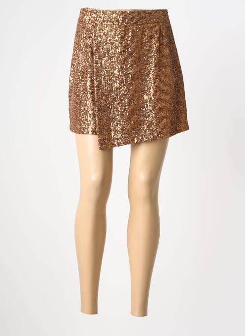 Jupe courte fermeture zip latéral marron MARYLEY femme