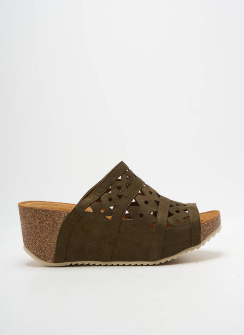 Mules/sabots talon compensé talon de 7 à 9cm vert CHATTAWAK femme