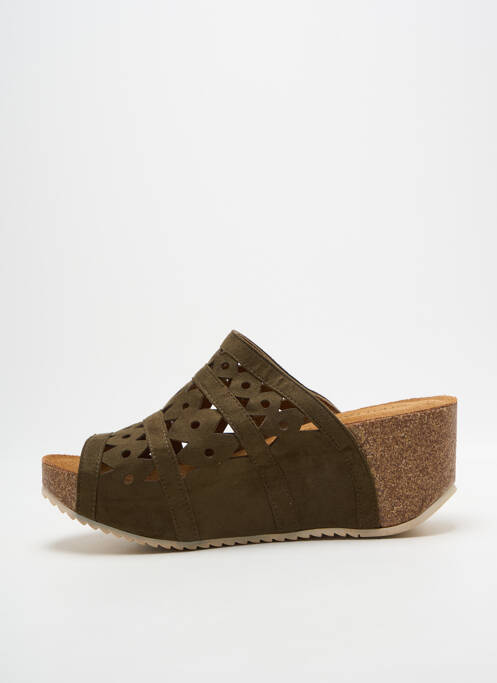 Mules/sabots talon compensé talon de 7 à 9cm vert CHATTAWAK femme