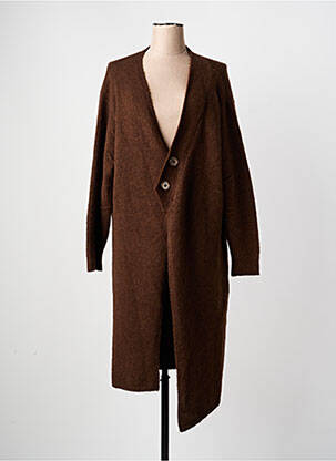 Gilet manches longues stretch marron MAT. femme