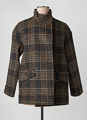 Manteau long coupe droite sans capuche noir NICE THINGS femme