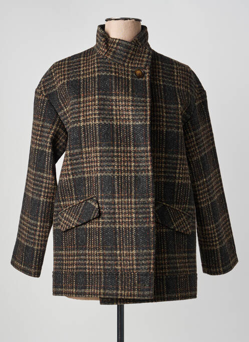 Manteau long coupe droite sans capuche noir NICE THINGS femme