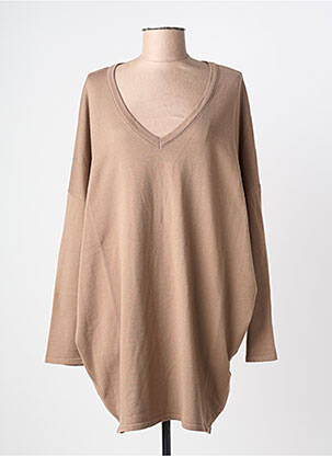 Robe pull coupe droite manches longues marron MAT. femme