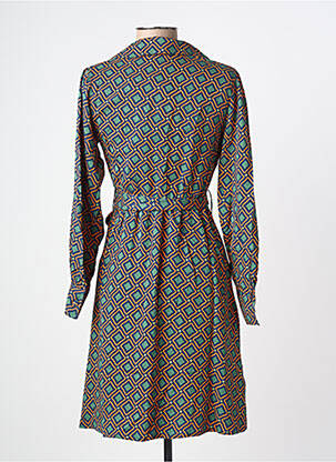 Robe mi-longue imprimé fantaisie manches longues vert ZIBI LONDON femme