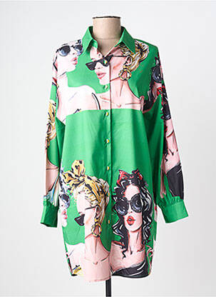 Robe courte manches longues manches longues vert AÏKHA femme