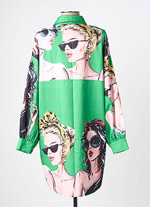 Robe courte manches longues manches longues vert AÏKHA femme