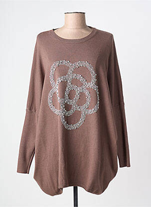 Robe pull col rond manches longues marron LAMIAR femme