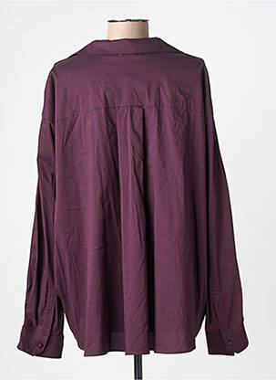 Blouse poignets boutonnés avec fente manches longues violet MAT. femme