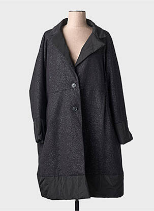 Manteau long coupe droite sans capuche noir SOPHIA CURVY femme