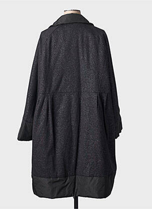 Manteau long coupe droite sans capuche noir SOPHIA CURVY femme