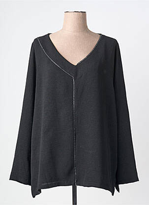Blouse tissage popeline manches longues noir AN II VITO femme