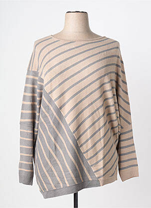 Pull coupe droite manches longues beige YESTA femme