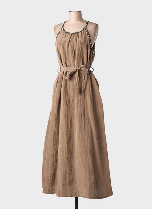 Robe longue sans manche sans manche marron LAMIAR femme