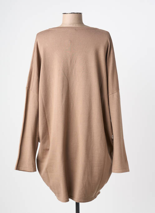 Robe pull col v manches longues marron MAT. femme